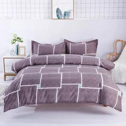 Bedding Sets Brown Lattice Set Home Bedspread Comforter Cover Double Duvet Sheet Pillow Case Teens Boy King Twin Bed 4PCS