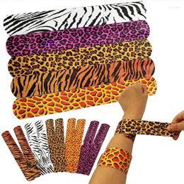Party Decoration Children's Creative Animal Print Slap Bracelets Leopard Tiger Giraffe Pattern Woodland Theme Boys Birhday Gift Toys Favor