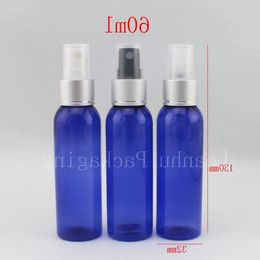 60ml X 50 blue refillable plastic bottle, 2oz mist sprayer bottle, 60cc perfume spray , spray pump with cover plastic container Wwrgh