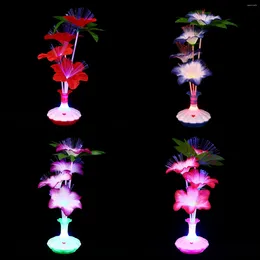 Decorative Flowers 4 Pcs Dinner Table Decor Fiber Optic Flower Vase Tabletop Lamp LED Light Artificial Plastic Desktop Child
