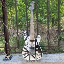 Electric Guitar Eddie Edward Van Halen Black White Stripe Heavy Relic Maple Neck, Floyd Rose Tremolo made in china beautiful Frankenstein guitar