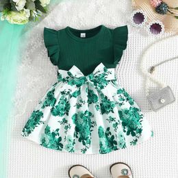 Girl's Dresses Dress For Kids 3-36 Months Butterfly Sleeve Cute Floral Summer Princess Formal Dresses Ootd For Newborn Baby GirlL2405