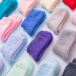 Women Socks Candy Colour Warm Plush Female Coral Fleece Floor Sleep Women's Girls Tube