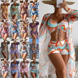 2024 Swimsuit Womens Designers Bikini Split Three Piece Set Cover Up High Waist Long Sleeve Ins Overshirt Drawstring Beach Bikinis Swimwear ggitys KAPP