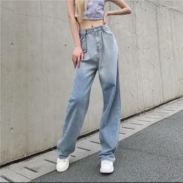 Women's Jeans Women Summer Casual Loose Denim Pants 2024 Low Waist Mom Fit Straight Wide Leg Gradient Light Blue Baggy Jean Female