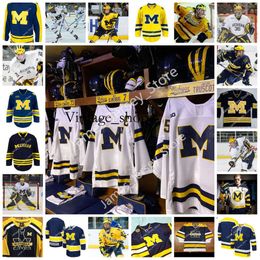 Vin 2022 NCAA Custom Michigan Wolverines Stitched Hockey Jersey 15 Jacob Truscott 17 Johnny Beecher 19 Brendan Brisson 20 Keaton Pehrson 21