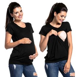 Maternity Dresses Short Sleeve Nursing Top for Breastfeeding T-Shirt Pregnant Womens Casual Hot Selling Maternity Tops Comfy T240509