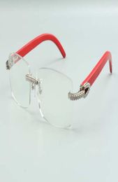 2021 natural red wooden temples glasses 3524012 luxury designers medium diamonds glasses frame size 36 18135mm5998162