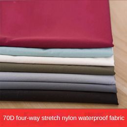 Four-way Elastic Waterproof Fabric By The Meter for Clothing Down Jacket Tent Sewing Stretch 70D Nylon soft Ripstop Cloth green 240506