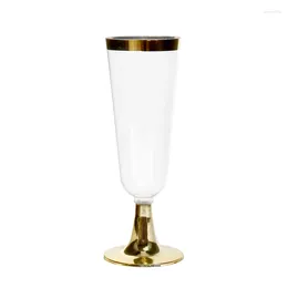 Disposable Cups Straws Internet Celebrity Picnic Plastic Transparent Champagne Glass Tall Feet Small Size Wine Cup