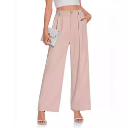 2024 Commuter Slimming High Waist Solid Colour Wide Leg Pants Casual Suits F51332