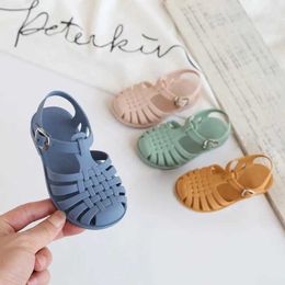 Sandals Baby Gladiator Sandals Casual Breathable Hollow Roman Shoes PVC Summer Childrens Shoes 2022 Beach Childrens SandalsL240510