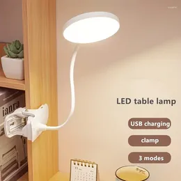 Table Lamps Lamp USB Rechargeable Desk With Clip Bed Reading Book Night Light LED Touch Dimming