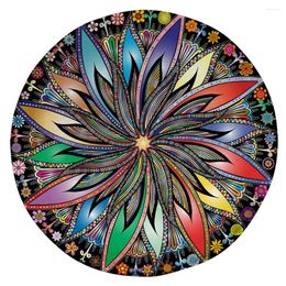 Carpets HX Retro Mandala Round Rug Hallucination Carpet 3D Graphic For Living Room Bedroom Flannel Area Drop