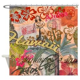 Shower Curtains Vintage Hawaii Travel Colourful Hawaiian Curtain Polyester Fabric Waterproof With Hooks Bathroom Decor