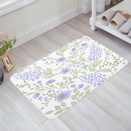 Carpets Flower Petals Green Blue Leaves Bathroom Bath Mat Carpet Bathtub Floor Rug Shower Room Doormat Kitchen Entrance Pad Home Decor