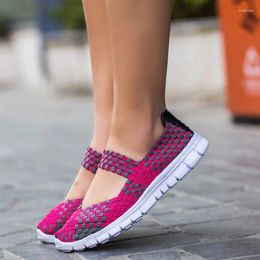Casual Shoes Women's Sports 2024 Large 35-42 Breathable Woven Comfortable Flat Zapatos De Mujer