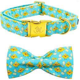 Dog Collars Elegant Little Tail Easter Day Collar With Bow Chicken Eggs Print Pet Gift Bowtie