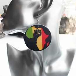 Dangle Earrings Laser Cut Unfinished Wood Printing Africa Map Drop Earring Wooden Fashion African Black Girl Hiphop Jewelry Party