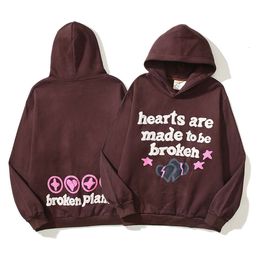 VINTAGE BROKEN PLANET Loose Teen Couple Pullover With Plush Hooded Commuter Casual Sweater