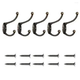 Hooks 5PCS Coat European Vintage Antique Clothes Wall Mounted Hook Strong Hanging Porch Wardrobe Fitting Room Racks With Screws