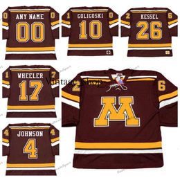 Vin Mens Vintage Minnesota Gophers #26 PHIL KESSEL College Hockey Jerseys THOMAS VANEK 10 ALEX GOLIGOSKI 9 KYLE OKPOSO 5 NICK LEDDY 17 Whee