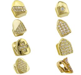 Gold Silver Iced Out CZ Bling Grillz Full Diamond Stone Teeth Grills Tooth Cap Hip Hop Dental Mouth Teeth Braces for Men Women29365919341