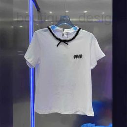 Women's T-Shirt designer brand Trendy Brand Sequin Ribbon Bow T-shirt for Women in Spring 2024, White Letters, Simple and Versatile, Fitting Short Sleeved Half CHHI