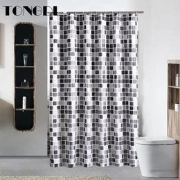 Shower Curtains TONGDI Curtain Waterproof Eco-friend Mediterranean Plaid Quick-drying Print Purity For Bathroom Washroom Home Polyester