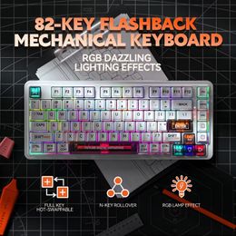 ZT82 80% TLK Custom Keyboard Kit Hotswap Wired USB Gasket RGB Backlit Gaming Mechanical Keyboard PC laptop Keyboard White Axis