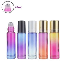 Color gradient 10 ml Glass Essential Oils Roll-on Bottles with Stainless Steel Roller Balls and Black Plastic Caps Roll on Bottles Wcqh Gasx