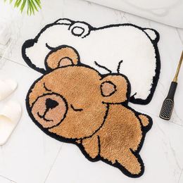 Carpets Tufted Soft Animal Bear Panda Dog Husky Duck Shaped Bath Rug Bathroom Non-slip Toilet Carpet Plush Absorbent Anti-slip Doormat