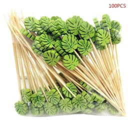 Forks 100 Pcs 4.7 Inch Bamboo Cocktail Picks Handmade Natural Party Toothpicks Decor