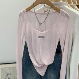 2024 new Casual Tshirt Designer Clothes Women t shirts Long Sleeve Round Neck Letter Print Sexy Top Tee Female Casual Streetwear