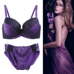 Bras Sets New Sexy BCDE Cup Bra Sets For Womens Lace Lady Ultrathin Breathable Push Up Underwear Seamless Floral Bacd Closure Lingerie Y240513