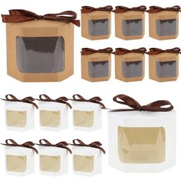 Gift Wrap 10Pcs Kraft Paper Candy Box With Window Ropes Cake Chocolate Packaging Boxes Wedding Favours Birthday Party Supplies