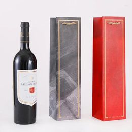 Gift Wrap 10pcs/lot Arrive Marble Pattern Bag Champagne Wine Packaging Drinks Packing Storage Single-Vessle Paper