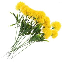 Decorative Flowers 12 Pcs Artificial Dandelion Faux Dandelions Wedding Bouquets Home DIY Decor Plastic Stems Lifelike Flower Vase