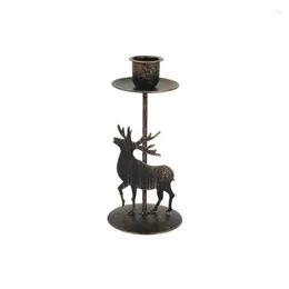 Candle Holders 41XB Star Elk Christmas Tree Tea Light Decorations Classic Candles Iron Stand Wax