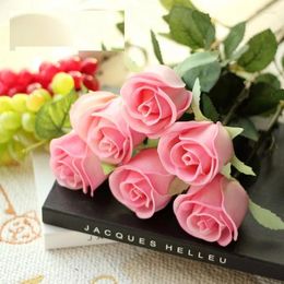 Decorative Flowers PU Rose Artificial Flower In Bulk Single 30 Pcs/lot Latex Fake Office Christmas Vases