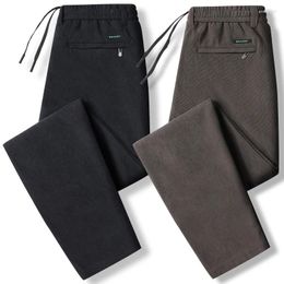 Men's Pants Elastic Waist Casual Men Joggers Loose Fit Straight Spring Autumn Male Trousers Large Size Black Grey