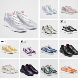 Sporty Designer Men Shoes America Cup Runner Patent Leather Bike Fabric Sneakers Technical Mesh Light Flexible Rubber Sole Comfort Wholesale Cheaper Trainer