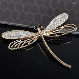 Brooches Crystals Hollow Dragonfly Pins For Women Gold Colour Rhinestone Lapel Pin Scarf Dress Fashion Jewellery Gifts