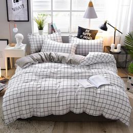 Bedding Sets White Plaid Bed Linens Cute Duvet Cover Set SA10 Pillowcases Sheets Bedspread Bedcover And Quilt