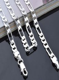 925 Sterling Silver plated pretty Classic fashion 4MM chain men style necklace 1630inches 31 Sideways Necklace3520392