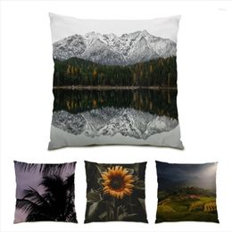 Pillow Comfortable Polyester Linen Covers 45x45 Home Decor Nature Landscape Sofa Decorative Cover Velvet Beautiful E0994