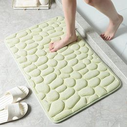 Bath Mats Inyahome 40x60cm 50x80cm Memory Foam Foot Pad Cobblestone Embossed Mat Non-slip Carpet Bathtub Bathroom Shower Rugs