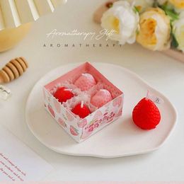 5Pcs Candles 1 Set Strawberry Scented Aromatic Candles Guest Gift Decorative Scented Candles Fruit Food Candles Boxes