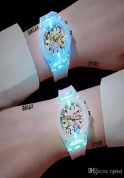 Luminous Children039s watch fashion trend Men039s Women039s student watches lover Colour LED jelly Silicone Transparent Bo8689597