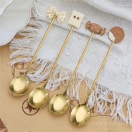 Coffee Scoops Cartoon Doll Scoop Fruit Golden Spoon Stainless Steel Lovely Cute Crown Mixing Table Decoration